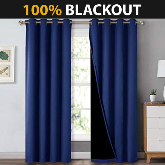 Intimity Rideau Occultant Thermique Bleu Marine - 130x140 cm - Œillets