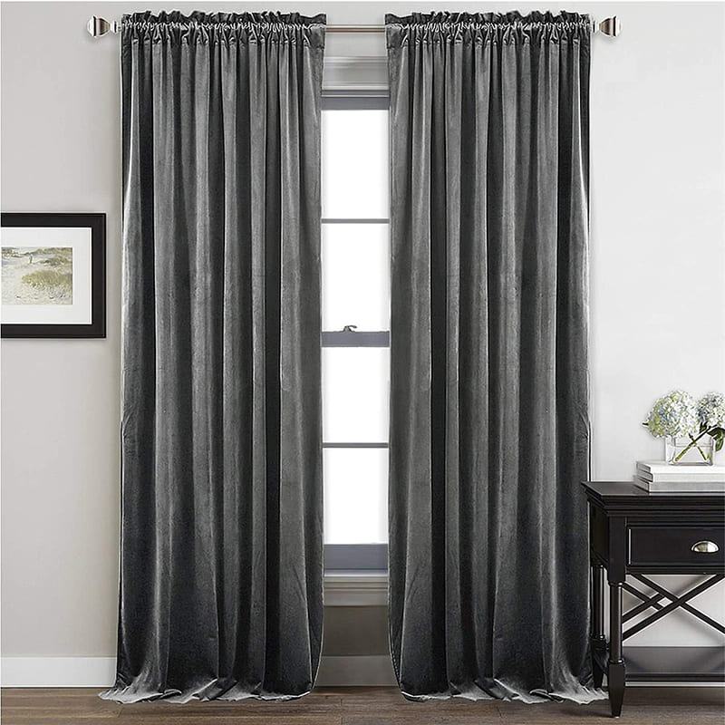 Rideau Occultant Thermique Luxe Gris Foncé