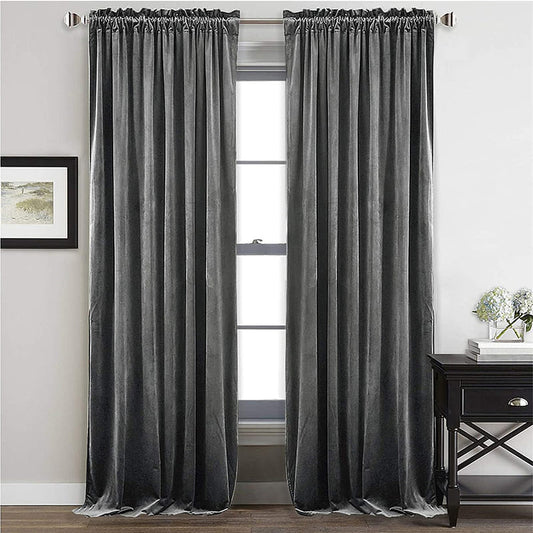 Rideau Occultant Thermique Luxe Gris Foncé